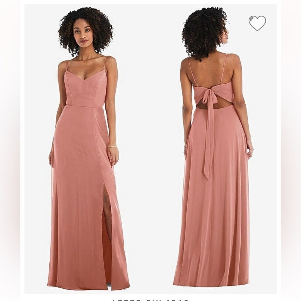 AFTER SIX TIE-BACK CUTOUT MAXI DRESS WITH FRONT SLIT IN DESERT ROSE SIZE O NWOT